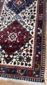 3'x11' Hand knotted Persian Yalameh Beige background Runner.