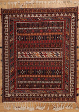 5' x 6' Hand-woven Persian Bakhtiari Rug.