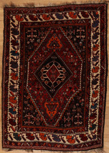 4' x 6' vantage Hand-knotted Persian Bakhtiari Rug.