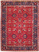 Traditional Red background and blue border rug 6'2 X 8'3 