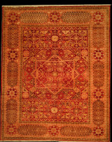 Traditional Mamluk design burgundy color rug 8' x 9'10 