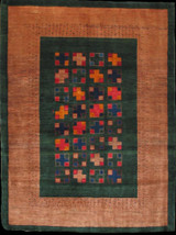 Gabbeh Rugs Green background Persian Gabbeh 4'4 x 5'9 