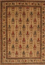 Traditional Tree design beige background rug 10'2 x 14' 