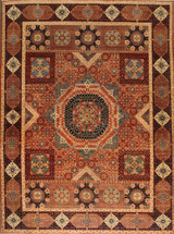 Traditional Mamluk design Afghan rug 8'11 X 11'11 