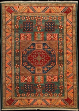 Traditional Hand Knotted Caucasian design Afghan Rug 4'1 X 5'8 