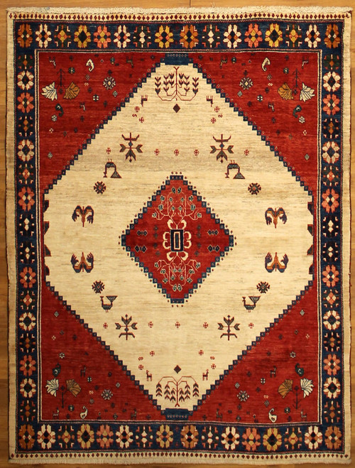 Afghanistan 5' X 6'6 Afghan red and cream tribal rug 