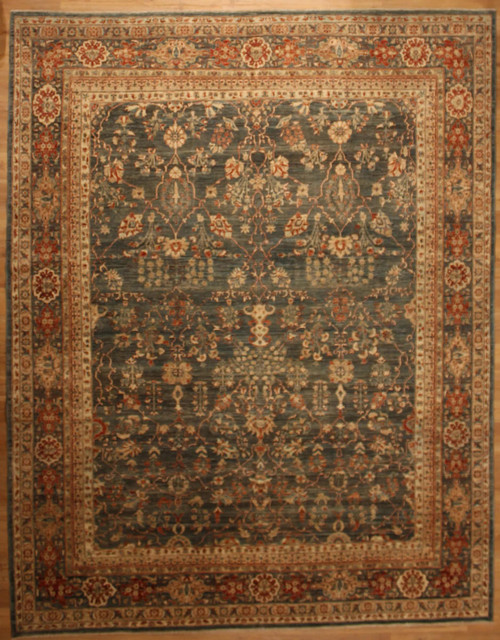 Traditional Dark gray overall design Hand Knotted Carpet 9'2" x 11'7" 