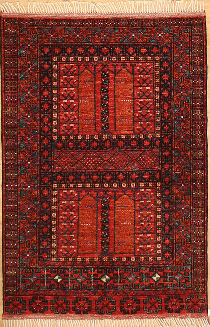 Tribal Rugs Afghan Turkmen design rug 3'11 x 5'10 