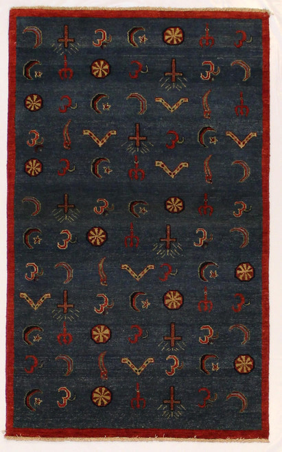 Tribal Rugs Blue background throw rug 3'x5' 