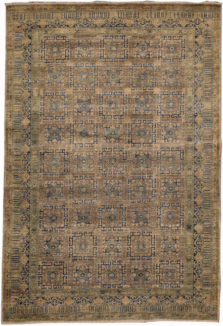Transitional Light green geometric design carpet 6'2 x 9'6 