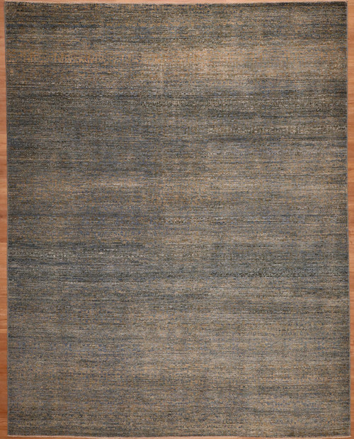 Contemporary Rugs Light blue and light olive green contemporary style room size rug 8' X 9'11 