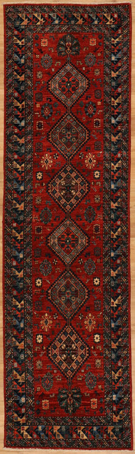 Caucasian Rugs Hand Knotted Caucasian design Red runner 2'7x9'1 