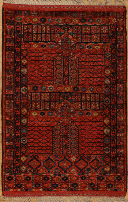 Tribal Rugs Hand woven Tribal 3'11 X 5'9 Turkmen Design rug 