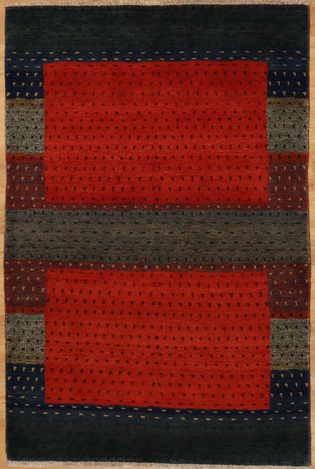 Contemporary Rugs Colorful handmade contemporary design Indian carpet 4'1 X 6'2 