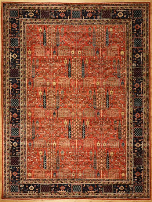 Transitional Navy and bick color Oushak design carpet 8'11"x12' 