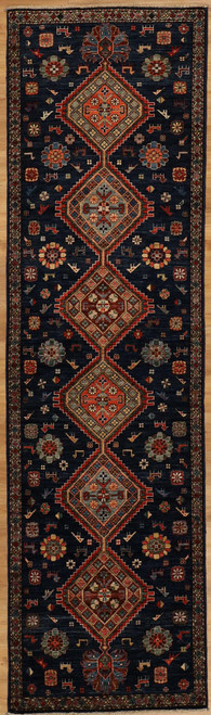 Contemporary Rugs Yalameh style hand knotted Afghan Faryb Runner 2'8" x 9'5" 