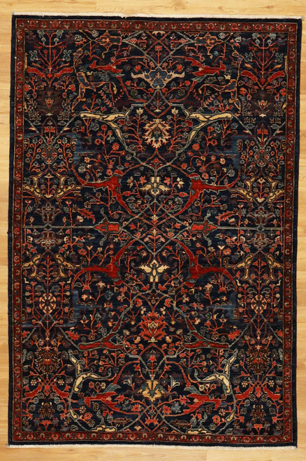 Traditional Navy classic antique Bijar design rug 4'2"X6'1" 