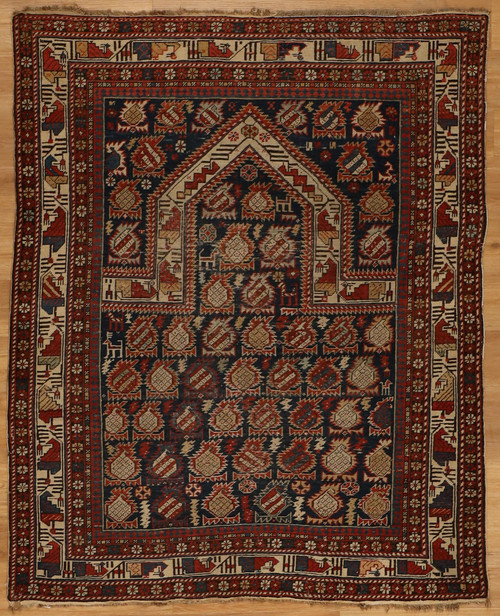 Antique Caucasian Marasali prayer rug 4'2 X 5'2