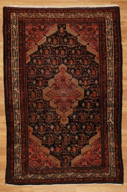 Ventage Mazlaghan style rug 4'2 X 6'3