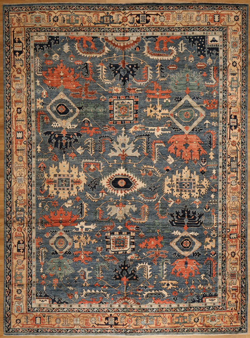 Medium Blue Bakhshyeh design room size rug 9' x 12'1