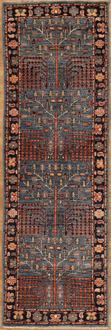 Light Blue background, narrow and short runner 1'11" x 6'1"