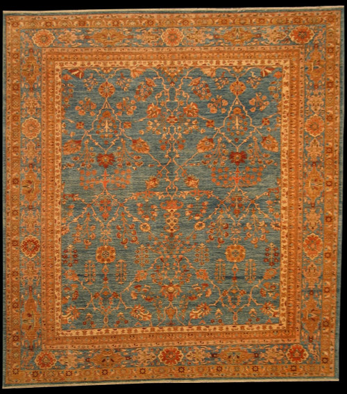Traditional Zeglar Mahal Style light blue rug 8'4 x 9'1 