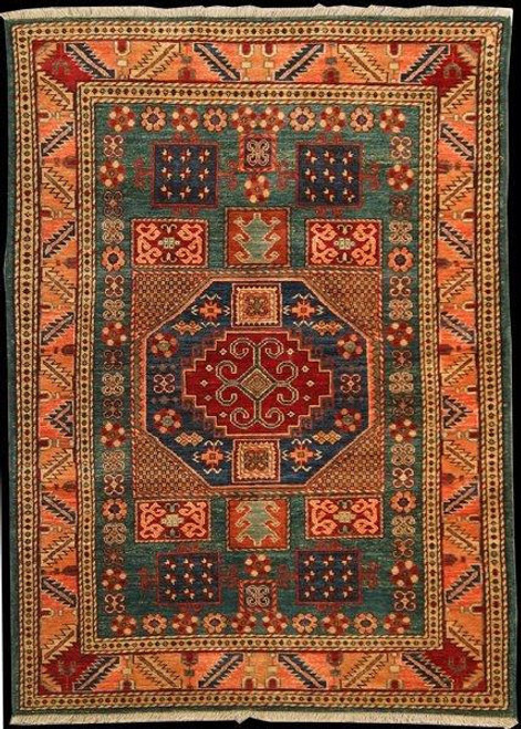Traditional Hand Knotted Caucasian design Afghan Rug 4'1 X 5'8 