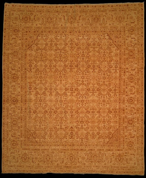 Transitional Light color background hand woven room size carper 8'2 X 9'8 