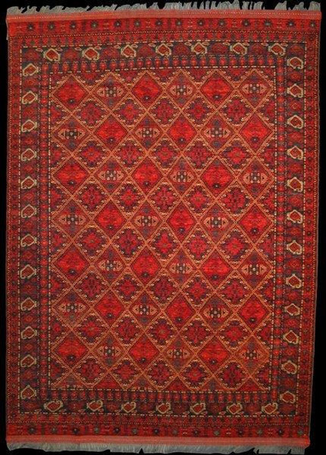 Afghan Oriental Rugs Hand Knotted Turkmen style Afghan rug 8'11 X 12'2 