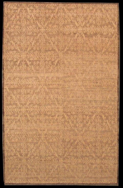 Tibet Beige and gray Contemporary style Hand woven Carpet 4' X 6'4 