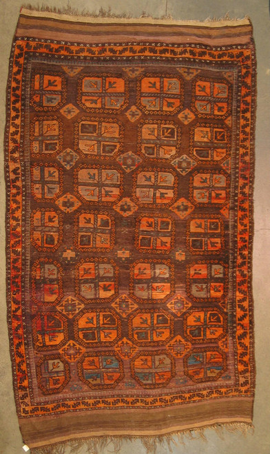 Afghan Oriental Rugs 4'11 X 8.3 Old Baluchistan rug 