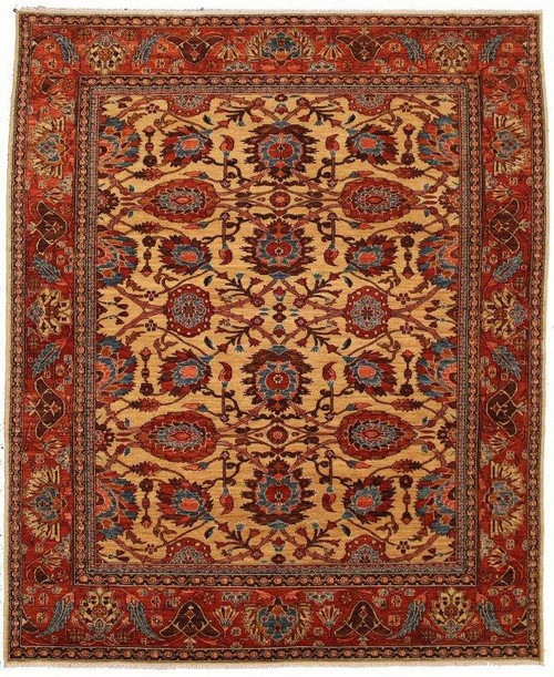 Traditional Overall design wheat background color rug 8'3 x 10' 
