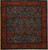 Traditional Blue background red border square handmade rug 6'3x6'5 