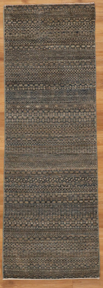 Calm blue and grey vegetable dye carpet with simple motifs 2Ã¢â‚¬â„¢x6Ã ...