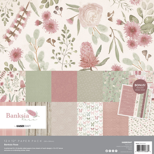 Banksia Rose Paper Pack With Bonus Bonus Sticker Sheet│Kaisercraft