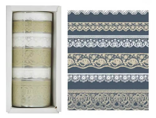 Decorative Lace PET Tape │White & Beige
