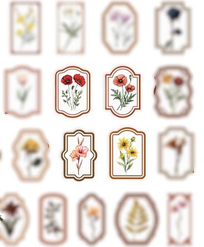 Transparent Vintage Floral PET Stickers │50 pcs