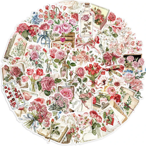 PET Decorative Stickers  │ Vintage Floral Ephemera
