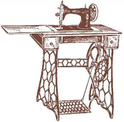 Sewing Machine self cling red rubber stamp.