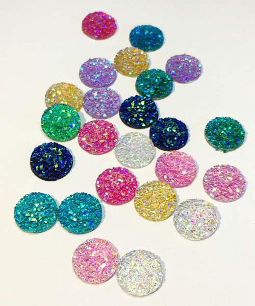 12mm Round Druzy Resin Gems 