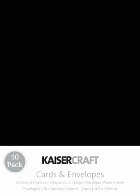 Kaisercraft Card & Envelopes pk C6 - Black (SDCD510)
