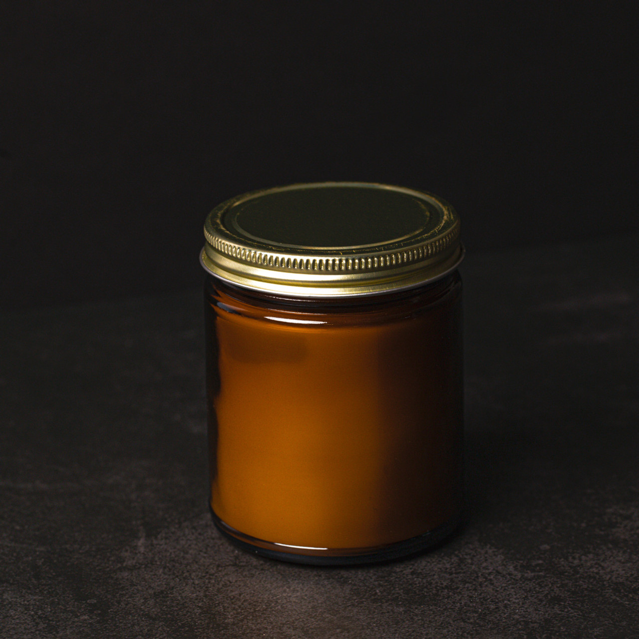 Straight Sided Glass Jar 16 oz w/ Gold Lid