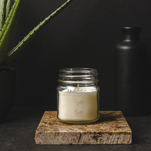 Embossed 16oz Square Mason Jar. Lids Separate