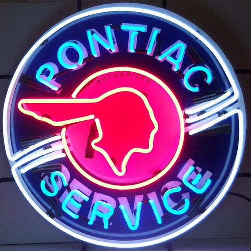 PONTIAC SERVICE NEON SIGN WITH SILKSCREEN BACKING