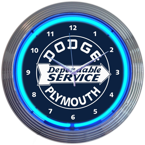 DODGE DEPENDABLE SERVICE NEON CLOCK