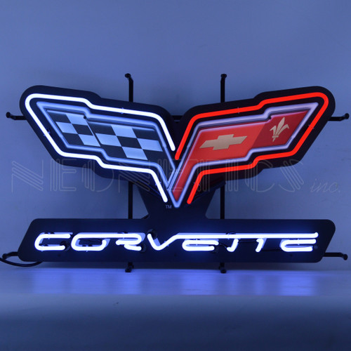 CORVETTE C6 FLAGS NEON SIGN WITH BACKING