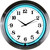 CHROME TEAL WATER BLUE NEON CLOCK