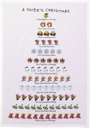 Skier's 12 Days of Christmas DIsh Towel