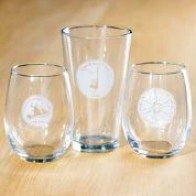 Etched stemless wine glass, Cranmore Skimobile
