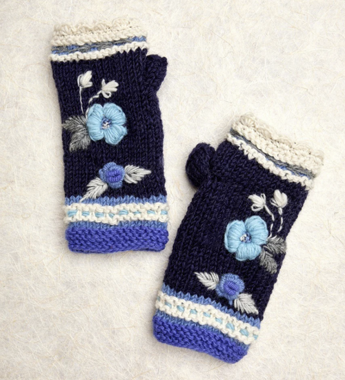 Hand Knit Arctic Blue Hand Warmers